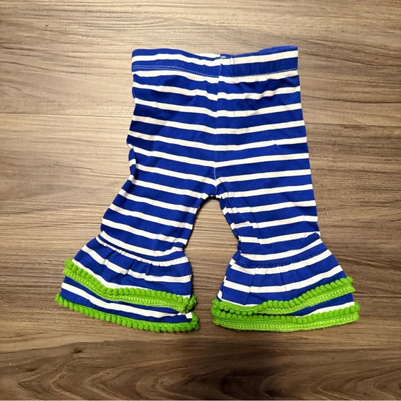 Rare Editions Blue and Green Striped Kids Ruffle Bottoms size 12M - Picture 1 of 4
